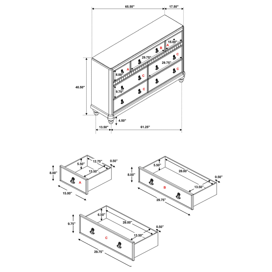 Bling Game 7-drawer Dresser Metallic Platinum