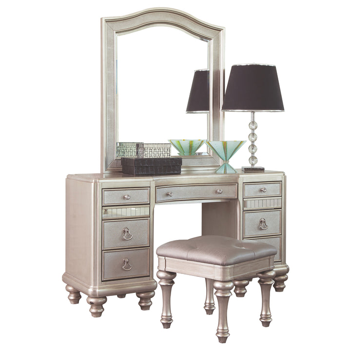 Bling Game 9-drawer Vanity Set with Stool Metallic Platinum