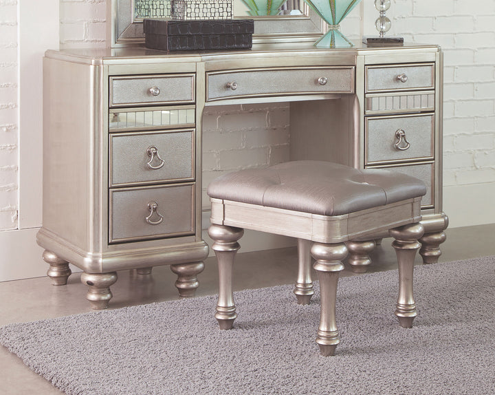 Bling Game 9-drawer Vanity Table Metallic Platinum