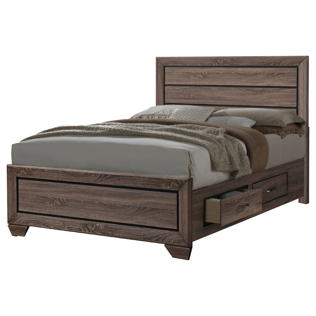 Kauffman Wood California King Storage Panel Bed Washed Taupe