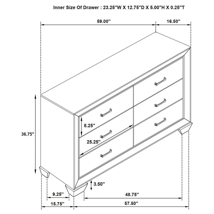 Kauffman 6-drawer Dresser Washed Taupe