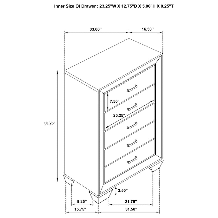 Kauffman 5-drawer Bedroom Chest Washed Taupe