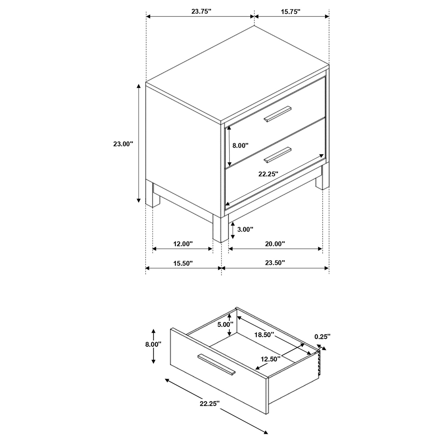 Edmonton 2-drawer Nightstand Rustic Tobacco