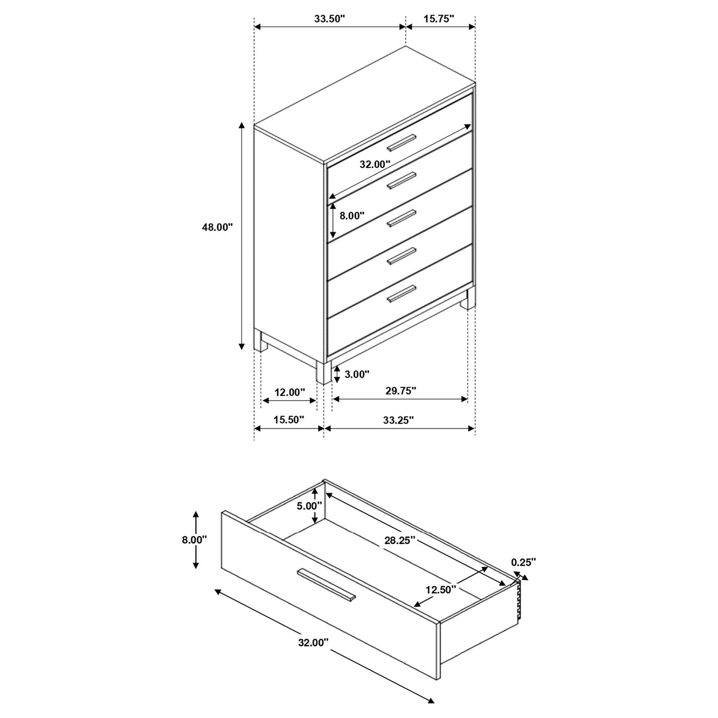 Edmonton 5-drawer Bedroom Chest Rustic Tobacco