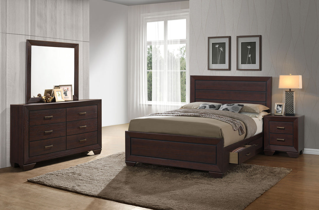 Fenbrook Transitional Dark Cocoa Eastern King Four-Piece Set