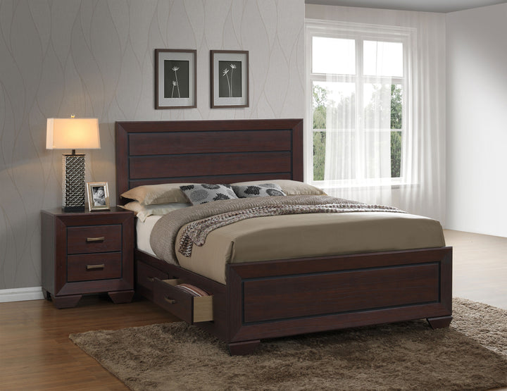 Kauffman Wood California King Storage Panel Bed Dark Cocoa