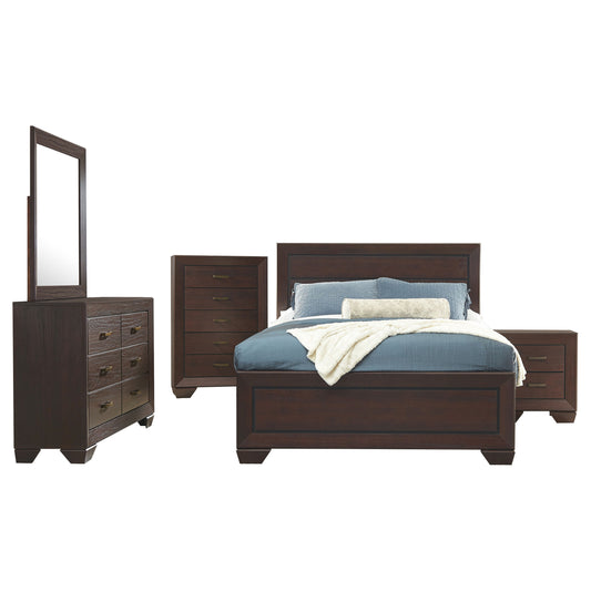 Fenbrook Transitional Dark Cocoa Eastern King Five-Piece Set