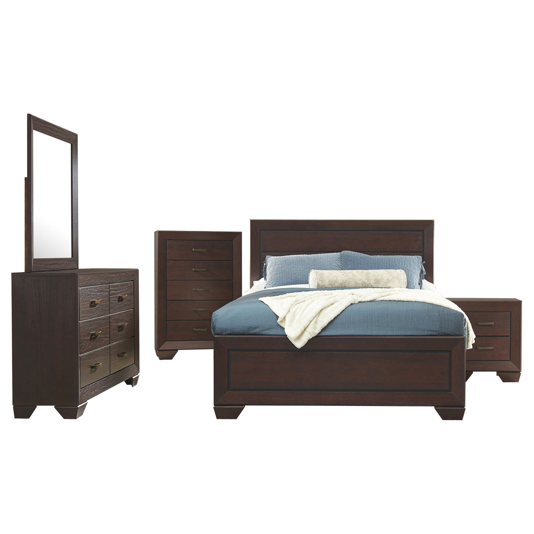 Fenbrook Transitional Dark Cocoa California King Five-Piece Set