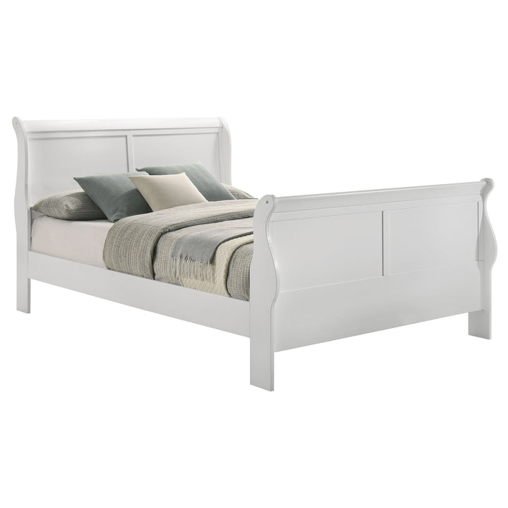 Louis Philippe Wood Queen Sleigh Bed White