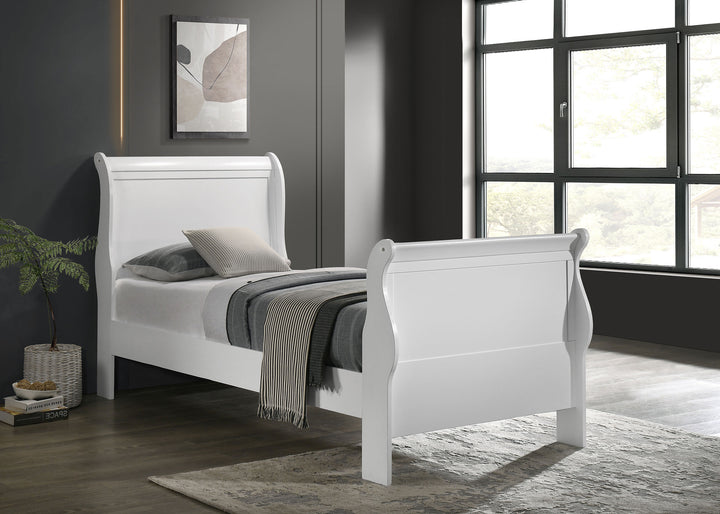 Louis Philippe Wood Twin Sleigh Bed White