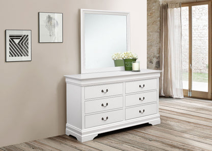 Louis Philippe 6-drawer Dresser with Mirror White