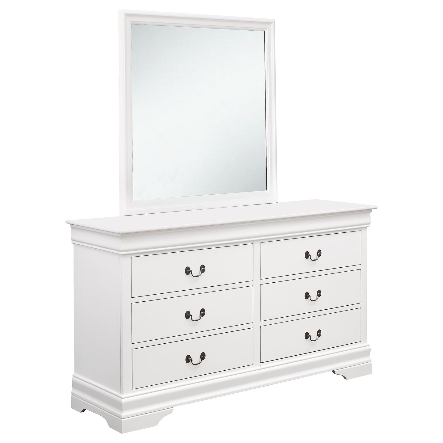 Louis Philippe 6-drawer Dresser with Mirror White