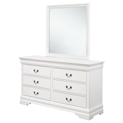 Louis Philippe 6-drawer Dresser with Mirror White