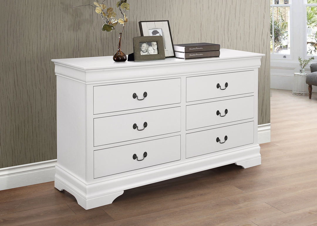 Louis Philippe 6-drawer Dresser White