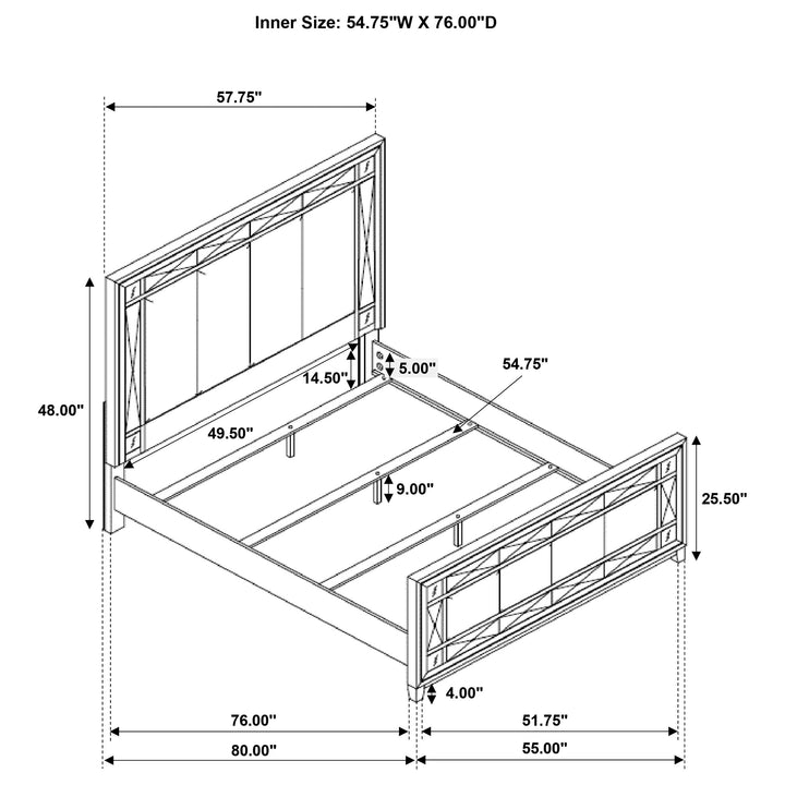 Leighton Wood Full Panel Bed Metallic Mercury