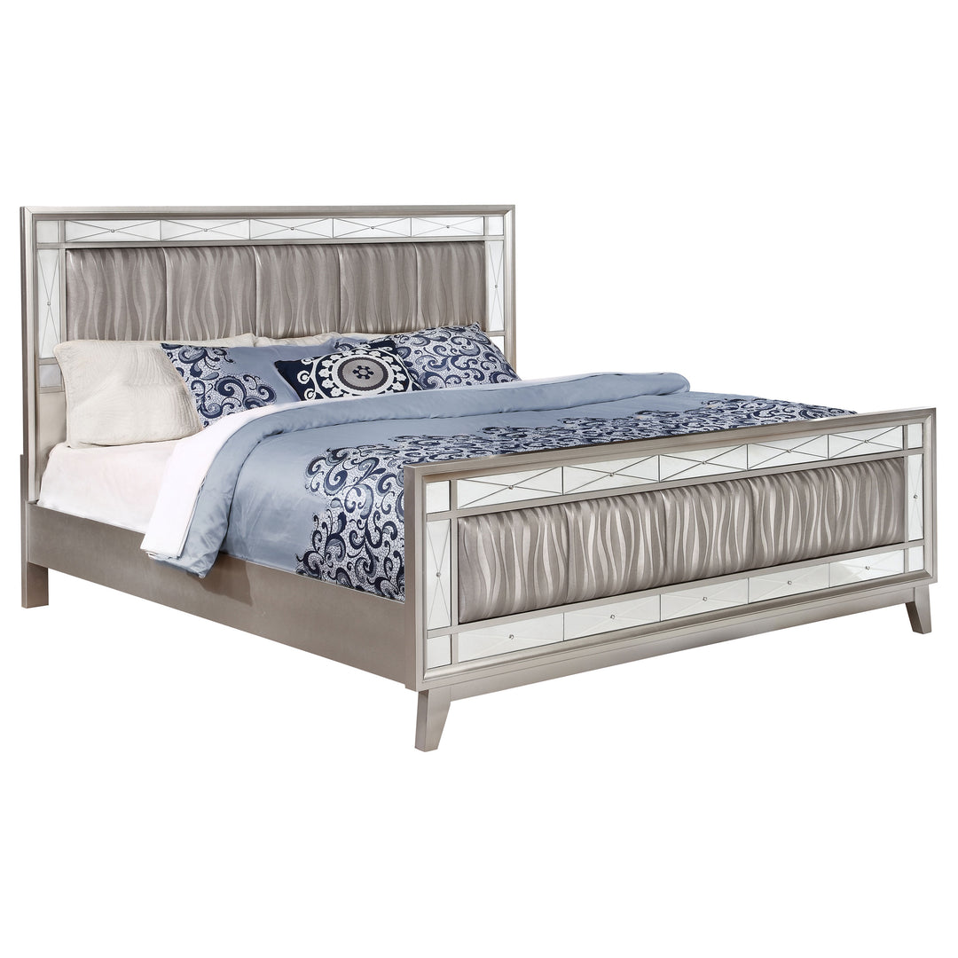 Leighton Wood Eastern King Panel Bed Metallic Mercury