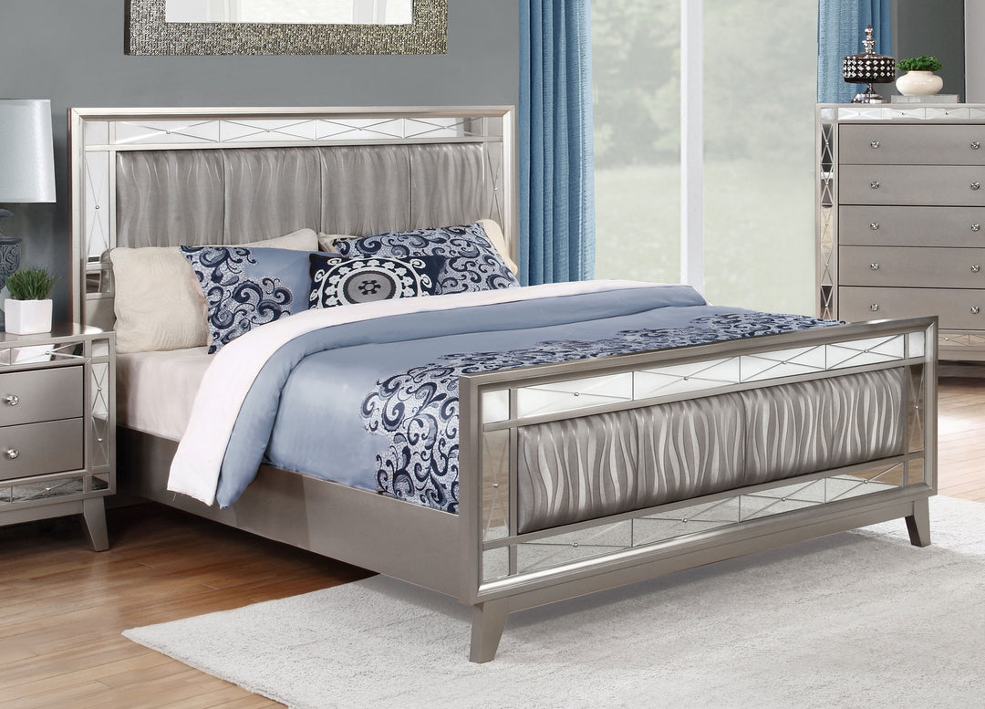 Leighton Wood Queen Panel Bed Metallic Mercury