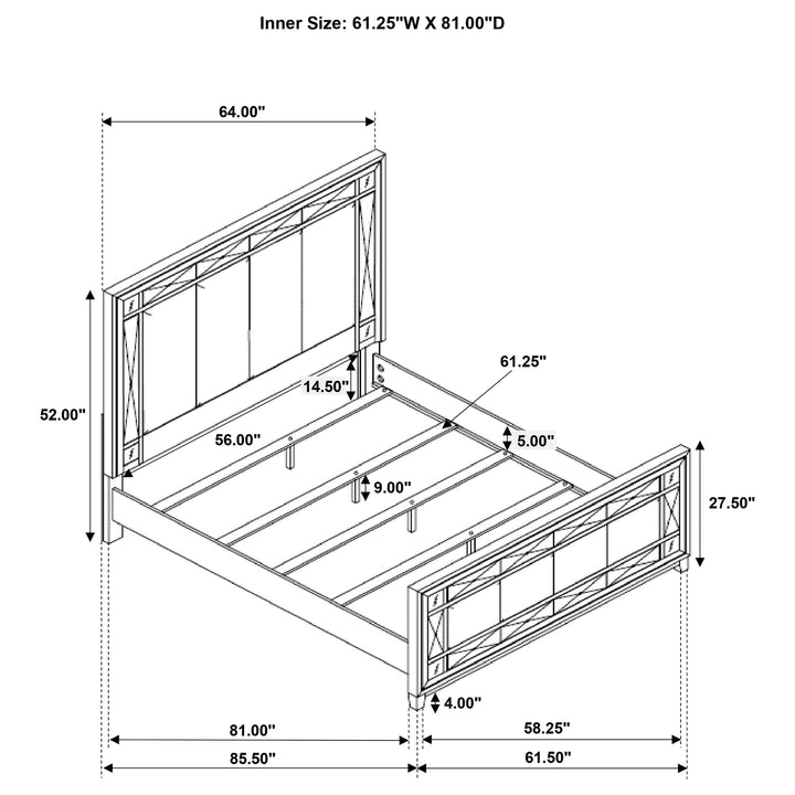 Leighton Wood Queen Panel Bed Metallic Mercury