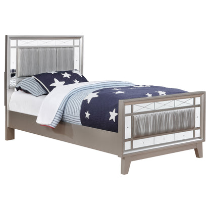 Leighton Wood Twin Panel Bed Metallic Mercury