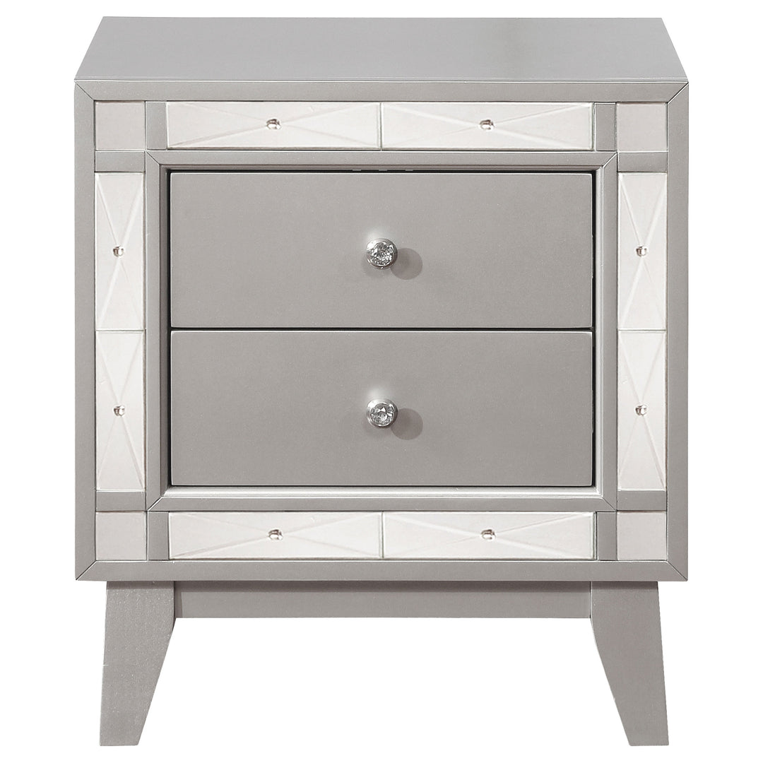 Leighton 2-drawer Nightstand Metallic Mercury