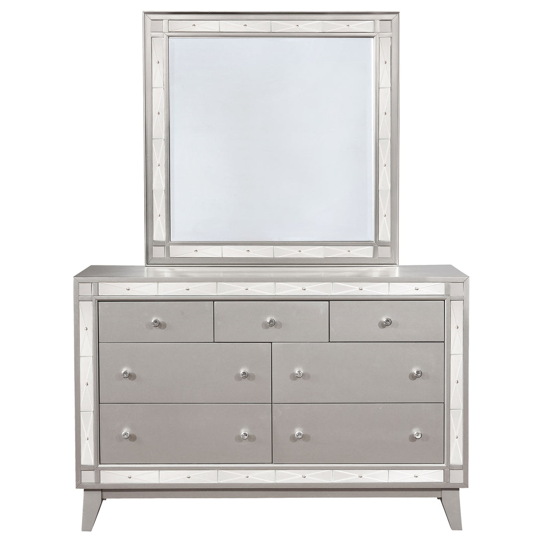 Leighton 7-drawer Dresser with Mirror Metallic Mercury