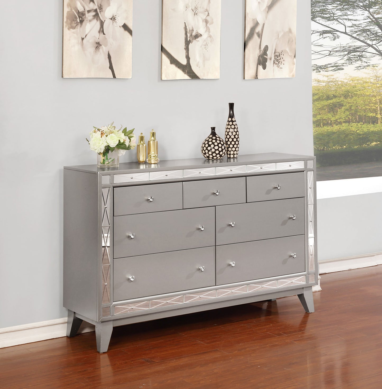 Leighton 7-drawer Dresser Metallic Mercury