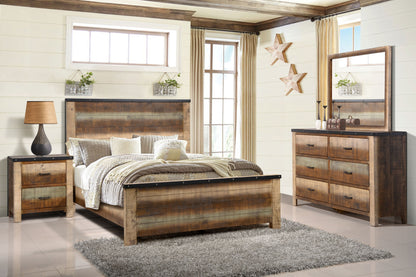 Sembene Bedroom Rustic Antique Multi-Color Eastern King Four-Piece Set