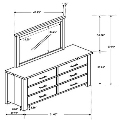 Sembene 6-drawer Dresser with Mirror Distressed Multi-Color