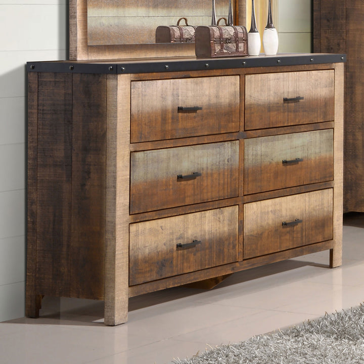 Sembene 6-drawer Dresser Distressed Multi-Color