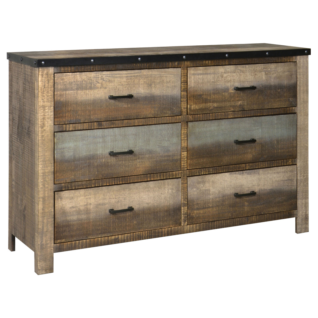 Sembene 6-drawer Dresser Distressed Multi-Color