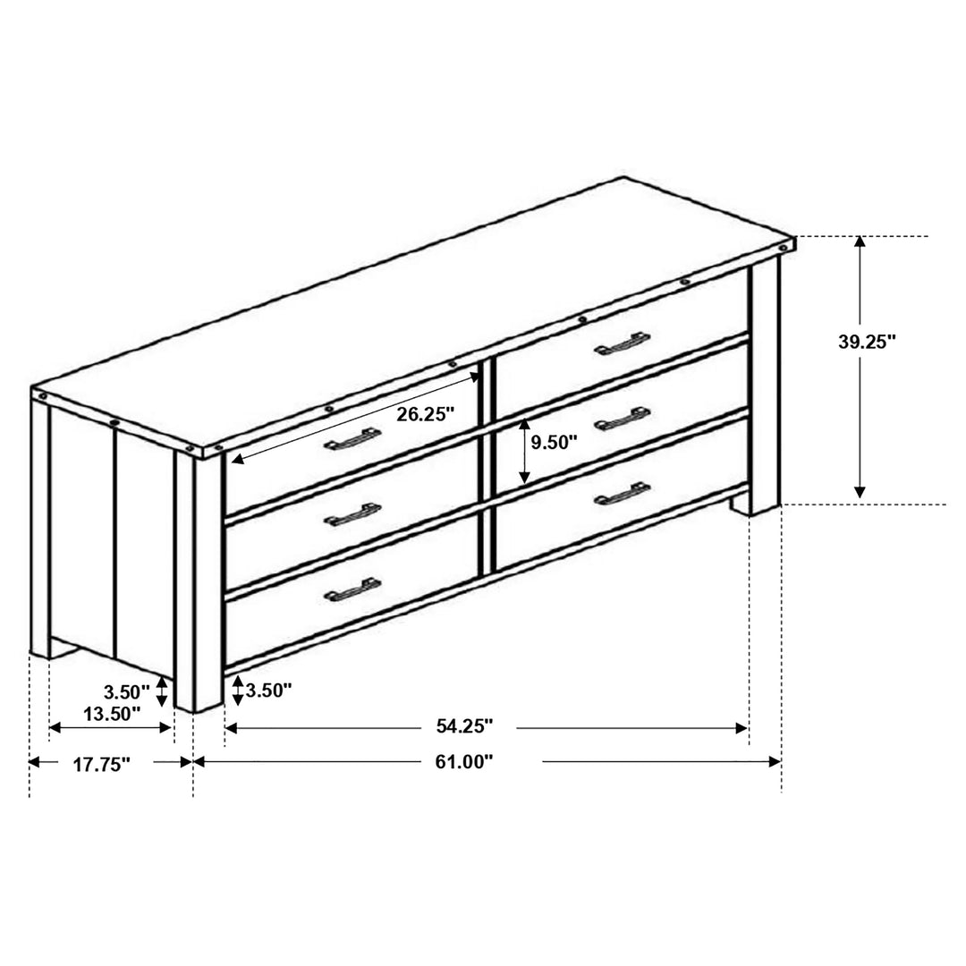 Sembene 6-drawer Dresser Distressed Multi-Color