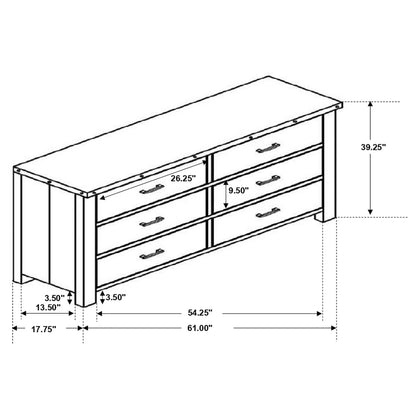 Sembene 6-drawer Dresser Distressed Multi-Color