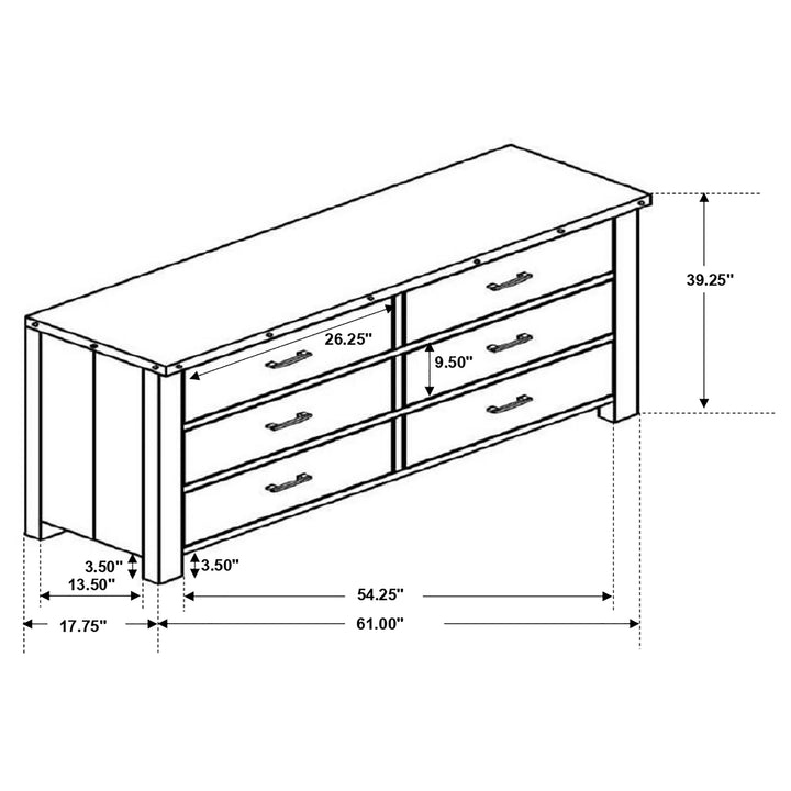 Sembene 6-drawer Dresser Distressed Multi-Color