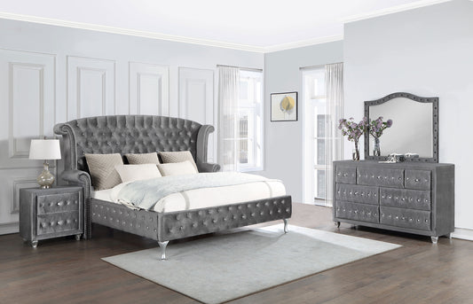 Deanna Bedroom Traditional Metallic Eastern King Four-Piece Set