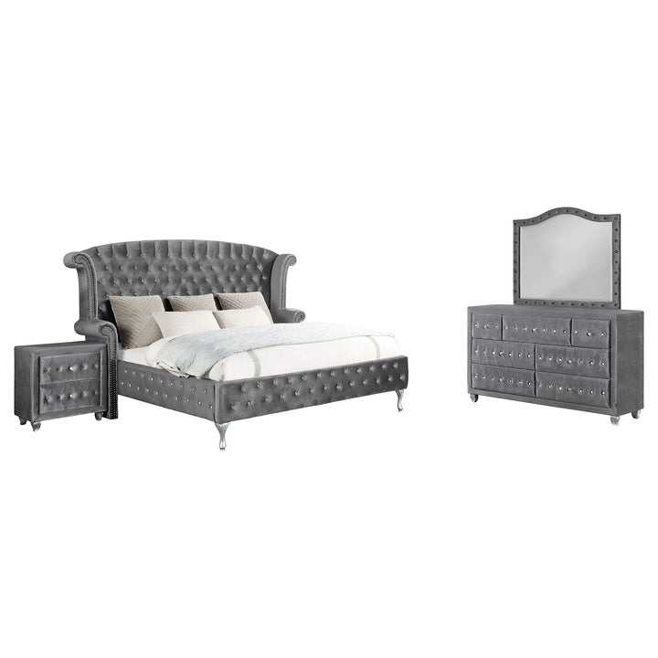 Deanna Bedroom Traditional Metallic Eastern King Four-Piece Set