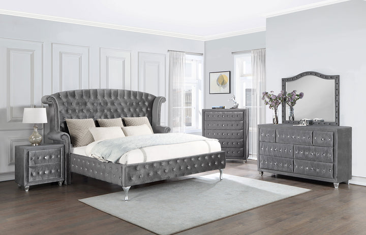 Deanna Bedroom Traditional Metallic Eastern King Five-Piece Set