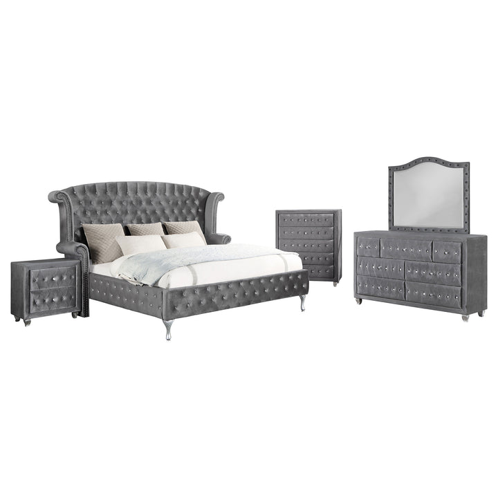 Deanna Bedroom Traditional Metallic Eastern King Five-Piece Set