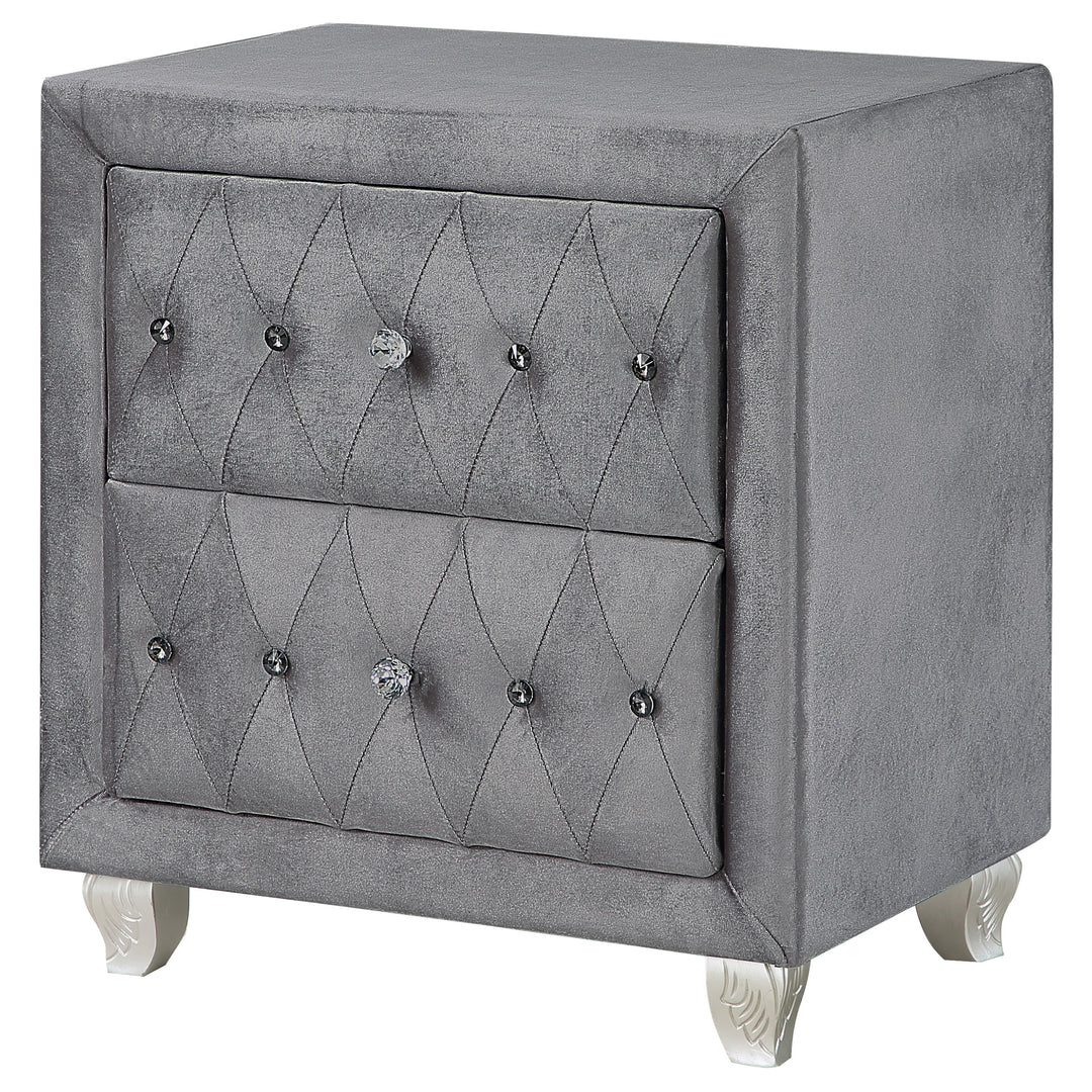 Deanna Upholstered 2-drawer Nightstand Grey