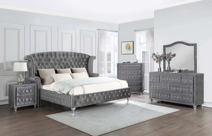 Deanna 7-drawer Upholstered Dresser Grey