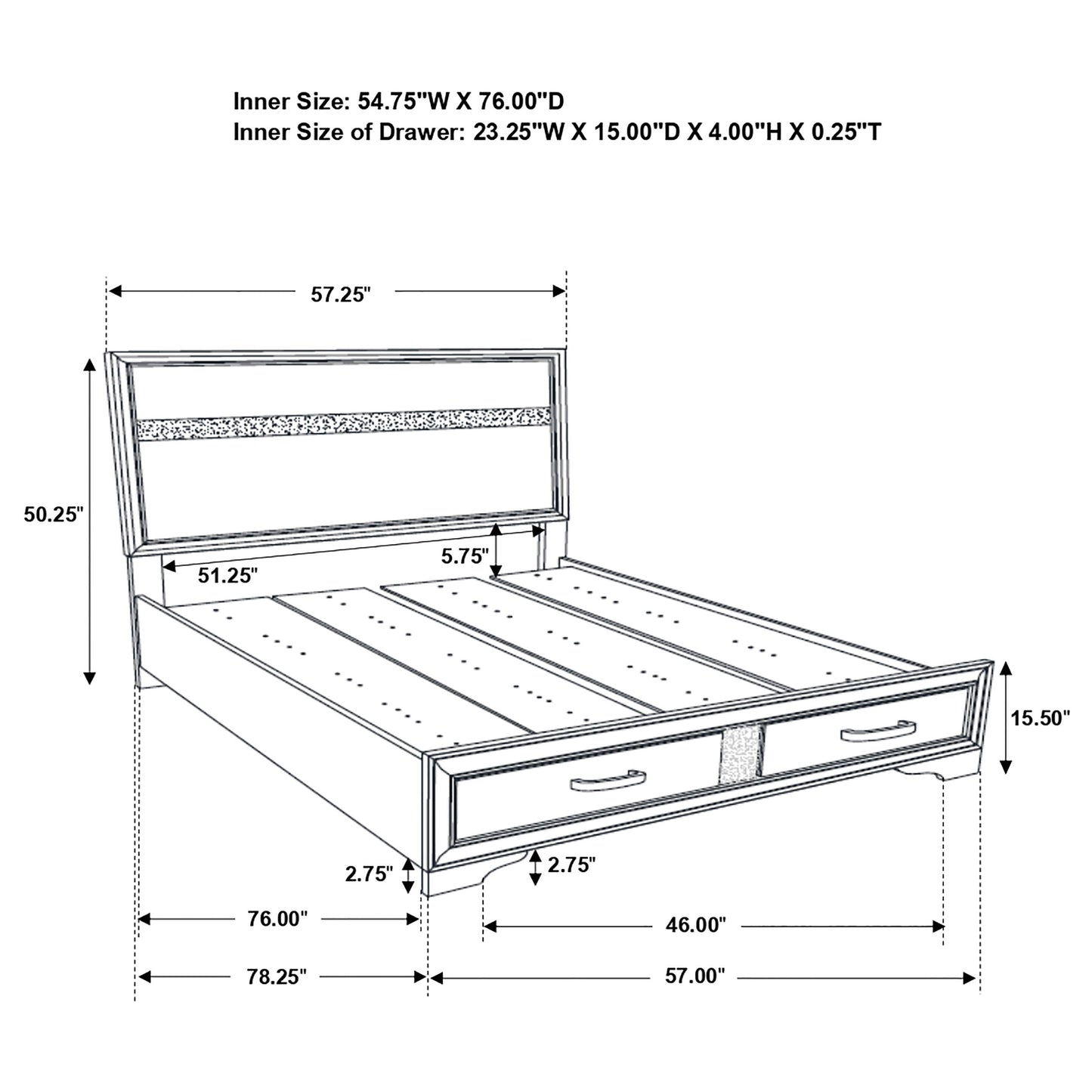 Miranda Wood Full Storage Panel Bed White