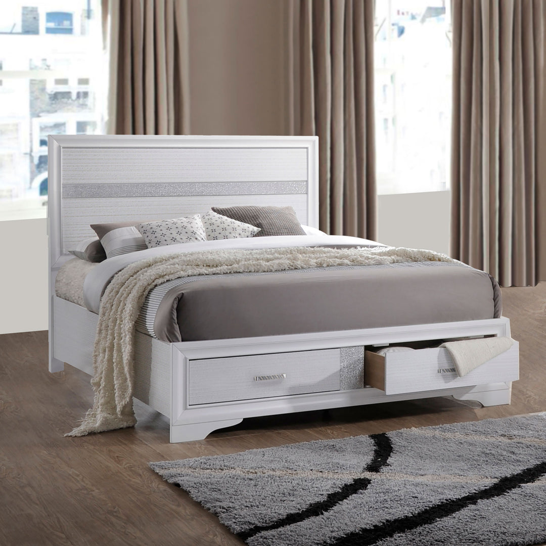 Miranda Wood California King Storage Panel Bed White