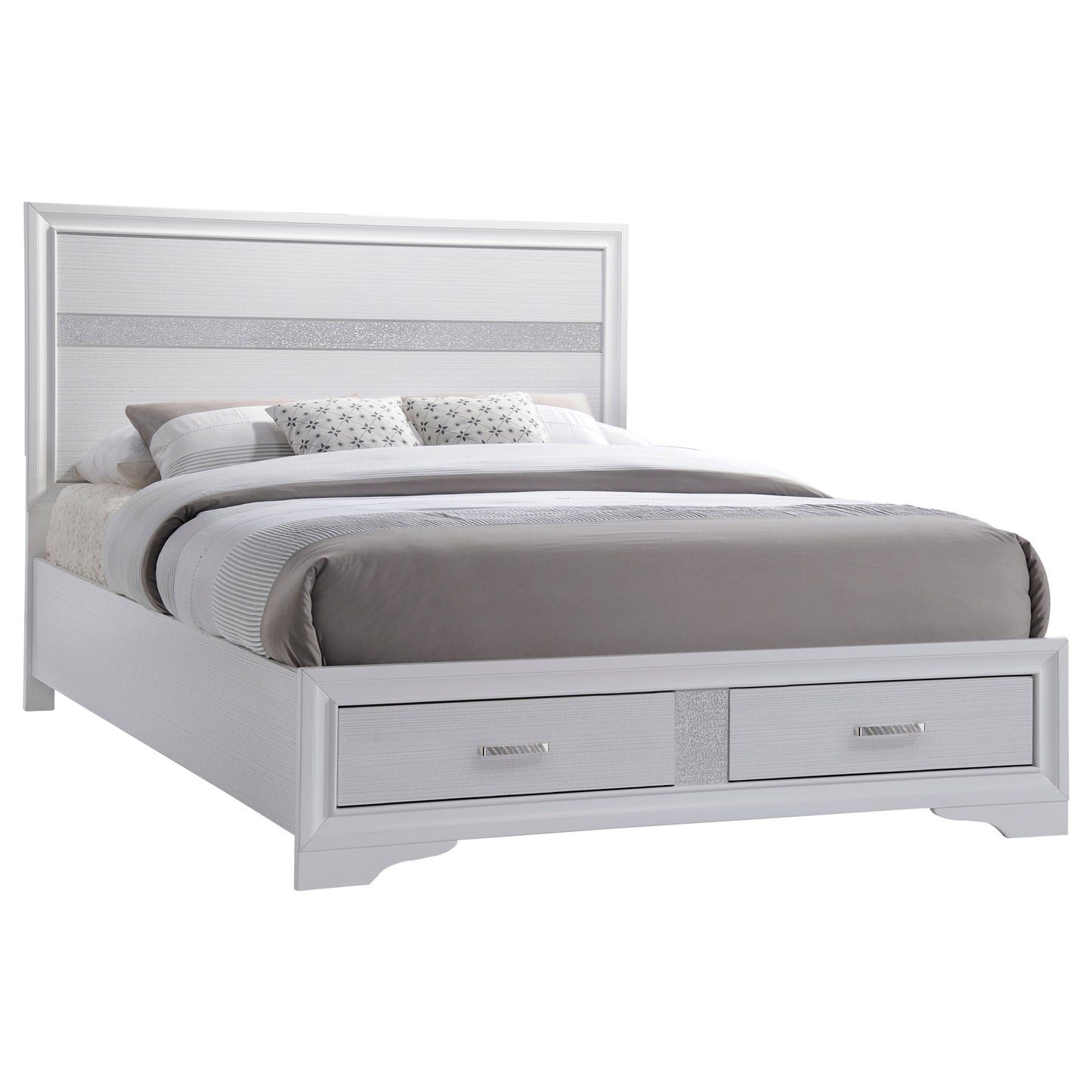 Miranda Wood California King Storage Panel Bed White