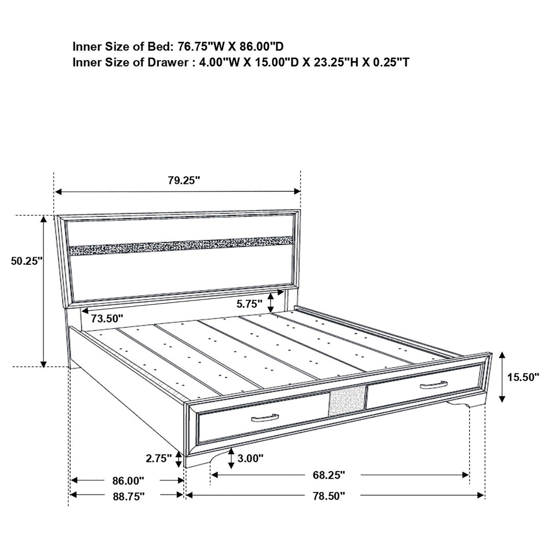 Miranda Wood California King Storage Panel Bed White