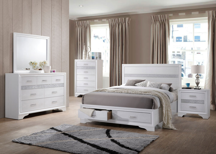 Miranda Wood California King Storage Panel Bed White