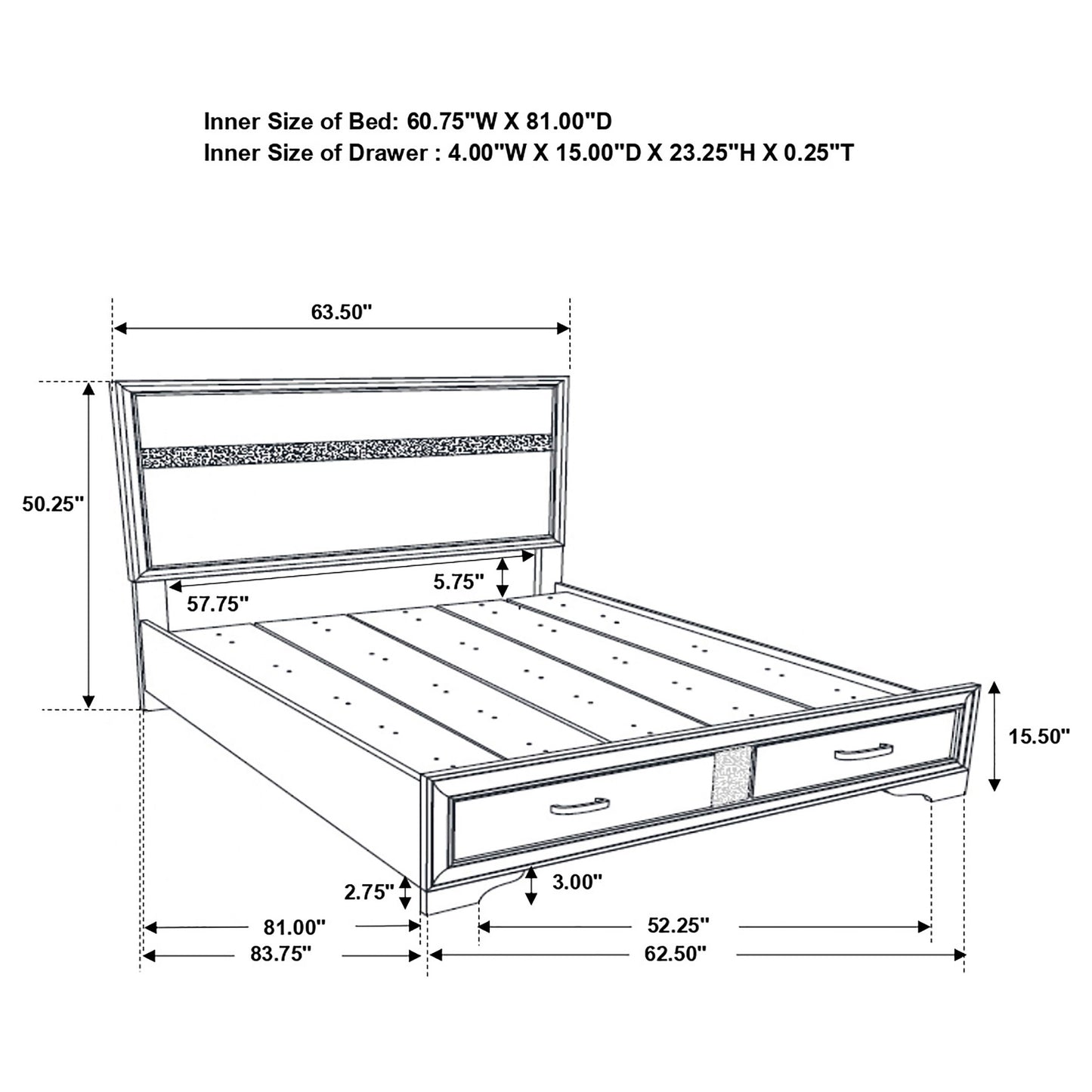 Miranda Wood Queen Storage Panel Bed White