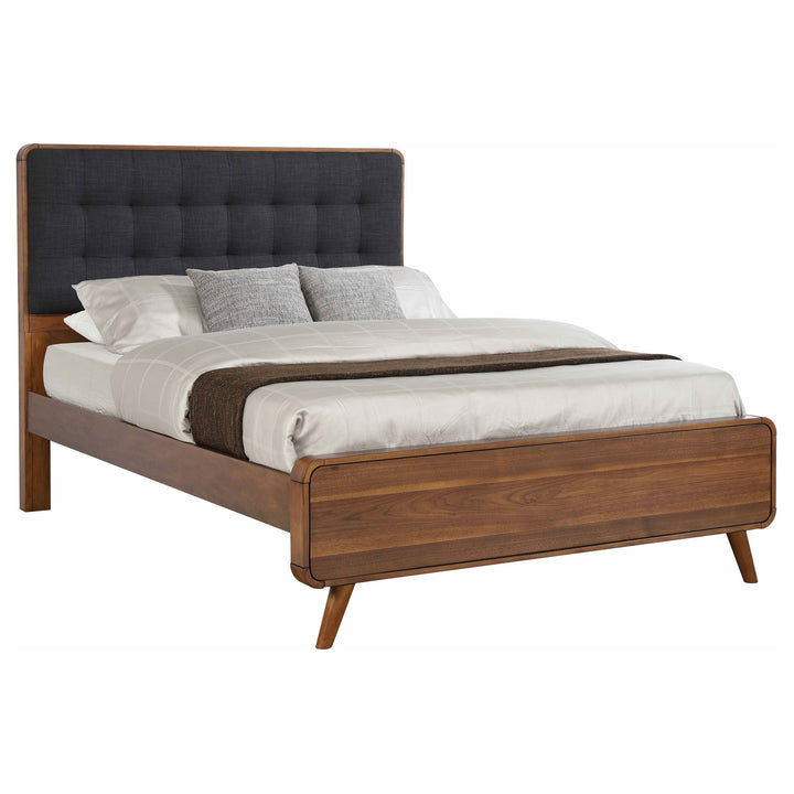 Robyn Mid-Century Modern Dark Walnut Eastern King Four-Piece Set