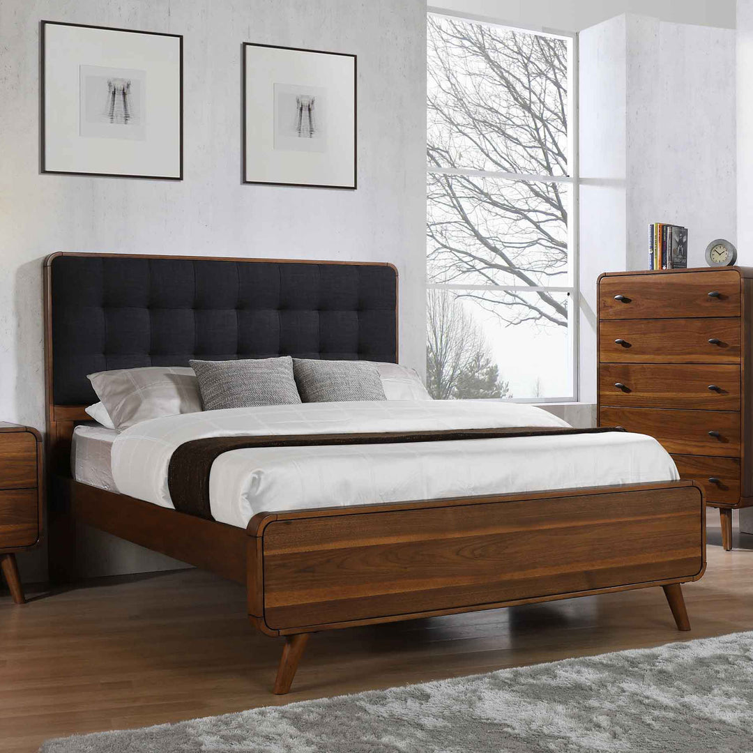 Robyn Wood Eastern King Panel Bed Dark Walnut