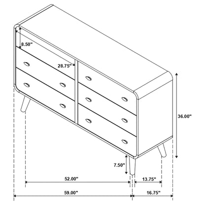 Robyn 6-drawer Dresser Dark Walnut