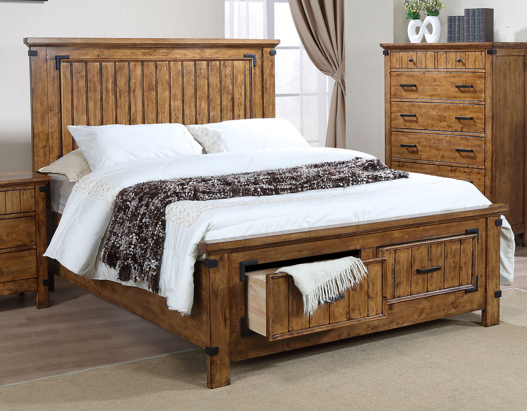 Brenner Wood Full Storage Panel Bed Rustic Honey