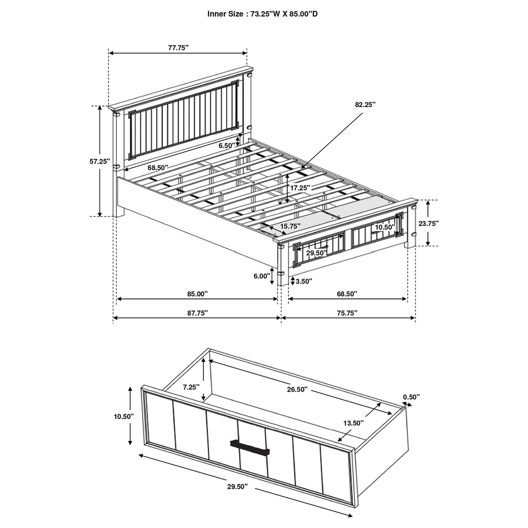 Brenner Wood California King Storage Panel Bed Rustic Honey